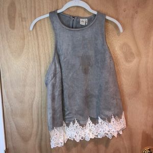 High neck suede tank top